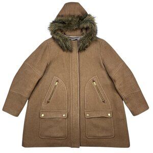 J. Crew Chateau Parka Italian Stadium Cloth Wool Jacket 24 Heather Acorn